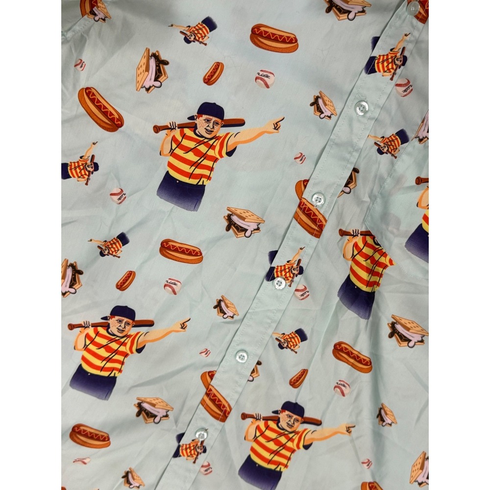 RSVLTS The Sandlot Ham Porter Smores Hot Dog Button Down Shirt Mens Large L Blue - Picture 7 of 11
